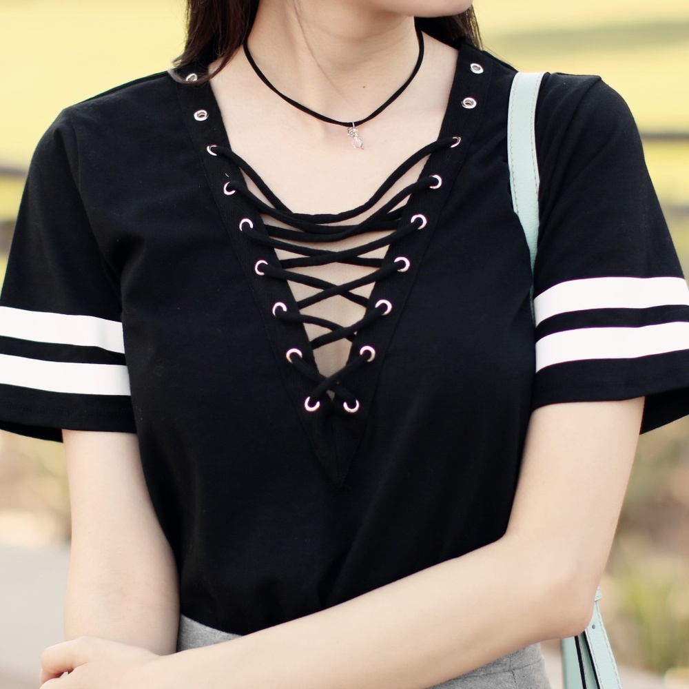 Sporty Lace-Up Tee